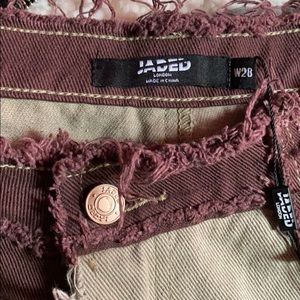 brown patchwork jaded denim jeans